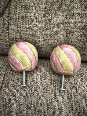 MacKenzie-Childs Pink and Green Swirl Decorative Spheres